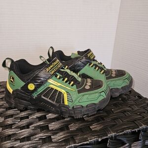 John Deere Green and Black Tactor Light Up Kids Sneakers